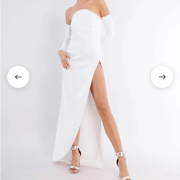 Dresses Maxi Bcbg White High Low Dress BCBG Dresses Bcbg